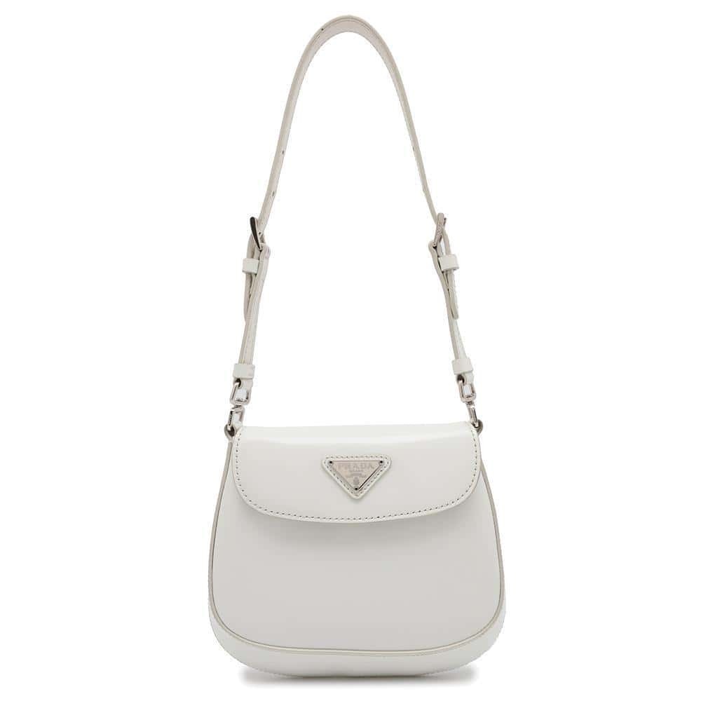 Prada Cleo Leather Shoulder Bag White